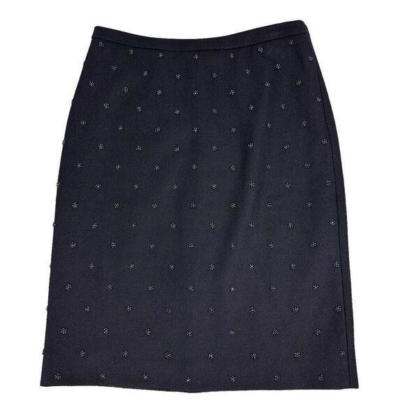 Garnet Hill Black Wool Beaded Pencil Skirt size 6 - Picture 5 of 11